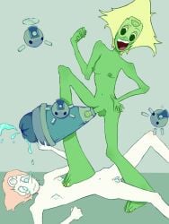 alien alien_girl female girl_on_girl green_skin gurtgoons male pearl_(steven_universe) penis peridot_(steven_universe) robot robot_penis steven_universe weird