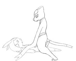 1boy 2018 ambiguous_gender animated anthro anthro_on_anthro ass black_and_white chespin claws collar cowgirl_position digital_media_(artwork) duo eye_contact feet furry half-closed_eyes interspecies looking_down looking_up male mammal mienshao misu_nox monochrome nintendo on_top open_mouth original_character pokémon_(species) pokemon pokemon_bw pokemon_mystery_dungeon pokemon_xy rodent rough_sketch sex side_view smile tail tongue tongue_out video_games wanderlust