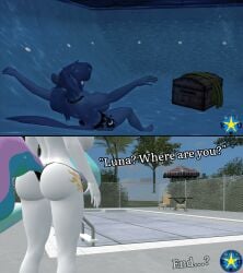 2girls aquaphilia big_ass big_breasts breasts comic drowning female friendship_is_magic hasbro kami_dragon my_little_pony page_19 peril princess_celestia_(mlp) princess_luna_(mlp) sfm source_filmmaker underwater underwater_peril