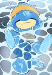 anthro anus aquatic balls biped blue_body cat_smile catfish digital_drawing_(artwork) digital_media_(artwork) femboy fin fish foreskin gay gay_anal gay_masturbation genitals glistening glistening_body hands_behind_head hi_res high-angle_view homosexual homosexual_male humanoid_genitalia humanoid_penis male male_anthro male_focus male_only male_penetrated mascot multicolored_body navel partially_submerged penis plantigrade relaxed_expression relaxing rinrin_(pixiv) shaded soft_shading solo swimming tail tail_fin tan_body two_tone_body unretracted_foreskin wet wet_body whiskers