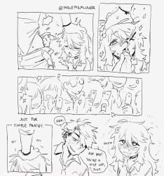 black_and_white closed_eyes comic_page crowd_watching cum_on_face cumshot degrees_of_lewdity exhibitionism hand hand_on_head jerkingoff open_mouth original_character petting public_sex recording_on_phone smiling tnso whitney_(degrees_of_lewdity)