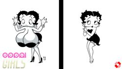 2017 alternate_breast_size betty_boop breast_expansion breasts clothed dustindemon growth huge_breasts oppai_girls partially_colored text white_background