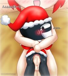2boys anal anal_sex anomaly anus ass_penetration beard black_body blush carrying_partner clothed_male_nude_male eas_community entity holding_partner human light-skinned_male looking_at_viewer male moaning moaning_in_pleasure nec-12 open_mouth penis red_hair santa santa_costume santa_hat sex text tocure-kun tokyo_secure_foundation-kun watermark