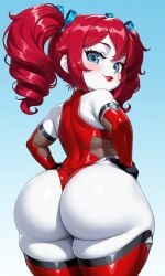1female 1girls ai_generated ass ass big_ass big_butt blue_eyes blue_ribbon blush bottom_heavy bubble_ass bubble_butt curly_hair eyelashes female female_focus female_only fishnets freckles freckles_on_face gloves hair hair_ribbon hands_on_hips leotard lips lipstick looking_at_viewer looking_back pixai poppy_(poppy_playtime) poppy_playtime red_hair red_lips red_lipstick ribbon ribbon_in_hair ribbons short_stack shortstack smile smiling smiling_at_viewer smirk smirking smirking_at_viewer solo solo_female solo_focus taimanin_suit thick_thighs thighhighs thighs twintails twintails urikoito white_body white_skin