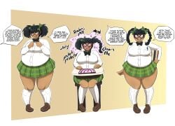 bbw blush bow_tie braces breasts comic dark_skin fat female femsub glasses happy_trance hypnosis hypnotic_screen kobi94 nerd nerdification obese obese_female open_mouth original sequence sitting skirt socks spiral spiral_eyes standing student sweat symbol_in_eyes text thick_thighs transformation twintails