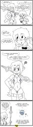 2girls armsleeves bag bikini bikini_armor blush braided_hair clothed clothed_female comic dialogue dnd dungeons_and_dragons elf elf_ears elf_female elf_girl female female_focus female_only human human_female loot metal metal_bikini no_color one_color pointy_ears spear steel thighhighs xierra099