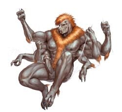 arachnid arthropod balls erection foreskin fur genitals hi_res humanoid_genitalia humanoid_penis male mohawk multi_eye multi_limb muscular nhanduc penis solo spider spider_web uncircumcised