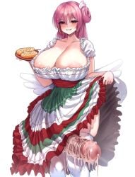 1futa areola areolae areolae_slip big_breasts blush blushing breasts busty cleavage cum dick dickgirl dress earrings fat_cock female futa_only futanari huge_breasts huge_cock intersex large_breasts larger_female leaking_cum light-skinned_futa light_skin massive_penis otik penis penis_under_clothes pink_hair revealing_clothes smile smiling tagme thick_penis veiny_penis waitress