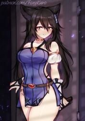 black_hair brown_hair cat_ears foxykuro granblue_fantasy knife nier_(granblue_fantasy) tagme thighs