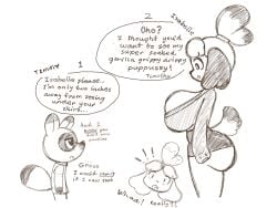 animal_crossing big_ass big_breasts big_butt chocolatetophie cleavage cleavage_overflow deleted deleted_in_source huge_ass huge_breasts huge_butt isabelle_(animal_crossing) sketch tagme teasing tight_clothing timmy_nook undersized_clothes