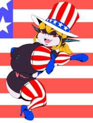 1girls 2018 american_flag american_flag_hat american_flag_legwear anus blonde_hair bridal_gauntlets clothing colored_nails fangs female footwear hair hat high_heels humanoid imp imp_midna legwear looking_at_viewer midna nintendo open_mouth pointy_ears pussy red_eyes shoes shortstack solo striped_legwear stripes teeth the_legend_of_zelda thecon thick_thighs tongue top_hat twili twilight_princess vagina video_games yellow_sclera