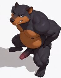 1boy 2025 5_fingers 5_toes ai_generated anthro areola balls belly biceps big_belly big_penis black_areola black_areolae black_body black_claws black_ears black_fur black_nipples black_nose black_penis brown_body brown_eyes brown_fur brown_inner_ear comfyui countershading countershading_torso cute_fangs dark_areola dark_areolae dark_nipples erection fangs feet foreskin from_above frown full-length_portrait full_body fur furry furry_only genitals glans growling hand_on_hip high-angle_view humanoid_feet humanoid_genitalia humanoid_penis illustrious_(stable_diffusion) legs_apart looking_at_viewer male mammal moobs multicolored_body multicolored_fur multicolored_skin musclegut muscular muscular_anthro muscular_male narrowed_eyes navel nipples nude original overweight overweight_anthro overweight_male pecs penis plantigrade retracted_foreskin sdxl self_upload shadow sharp_teeth simple_background slightly_chubby solo stable_diffusion standing tasmanian_devil teeth toe_claws toes tuft two_tone_body two_tone_fur uncensored uncircumcised veiny_penis white_background zcimq