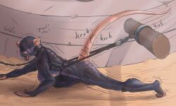 anthro breasts chains collar facial_piercing female harness hi_res looking_at_viewer mammal mouse murid murine nose_piercing nose_ring nude open_mouth piercing ring_piercing rodent scar signature solo sound_effects story story_in_description tail torture volatus whip_mark