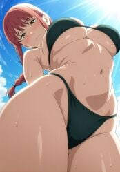ai_generated arched_back big_ass big_breasts big_thighs bikini blush chainsaw_man close-up clouds female front_view large_hips looking_at_viewer looking_down makima_(chainsaw_man) orange_eyes outside red_hair seductive sexy sky view_from_below yashin