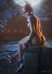 1girls 2025 3d 3d_(artwork) asian asian_female ass big_ass black_panties black_thong blender blizzard_entertainment breasts bubble_ass bubble_butt detailed_background face_markings facial_markings female female_focus female_only headband headphones headwear hi_res highres japanese japanese_female kiriko_(overwatch) kiriko_kamori looking_at_viewer looking_back medium_breasts nipples overwatch panties partially_clothed pose posing showing_off sideboob sitting sunlight sunset thick_ass thick_thighs thong thong_panties topless underwear vgerotica watermark