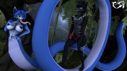 2024 3d_(artwork) anthro apode belly_tattoo big_breasts black_body black_fur black_hair black_nipples blue_body blue_hair bottomwear breasts canid canine chest_scar chest_tattoo clothing digital_media_(artwork) draconcopode duo erection erection_under_clothing felid feline female forest fox fur genitals hair hi_res humanoid_genitalia humanoid_penis hypnosis jungle krystal krystal_(star_fox) lamia legless loincloth long_tongue male male/female mammal markings mind_control multicolored_body night nintendo nipples nori_(psikokinetic) nude nude_anthro nude_female pantherine penis plant psikokinetic reptile ringed_eyes scalie scar serpentine snake source_filmmaker_(artwork) split_form star_fox tattoo teal_eyes tongue tree tribal tribal_markings two_tone_body walking white_body