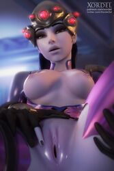 1girls 3d areolae breasts female female_only looking_at_viewer nipples overwatch pussy solo widowmaker xordel