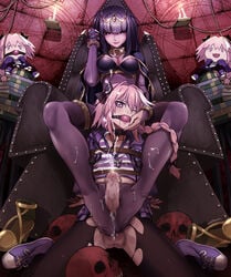 1boy 1girls armchair arms_behind_back astolfo_(fate) ball_gag black_hair bodystocking bondage book bound bound_arms breasts bridal_gauntlets cape censored chair character_doll cleavage crossdressing crossover cum cum_on_self ejaculation erection eudetenis evil_smile fate/apocrypha fate_(series) feet female femboy femboy_on_female femdom fire_emblem fire_emblem_awakening footjob footjob_with_legwear footwear_removed gag gagged hand_on_another's_face hetero hexagram highres hood hoodie jewelry leash looking_at_another looking_down male male/female mosaic_censoring necklace no_shoes pantyhose penis rape restrained shirt shoes shoes_removed sitting skull smile sneakers spread_legs straight striped striped_shirt testicles tharja_(fire_emblem) tiara torn_clothes torn_pantyhose trap v-neck