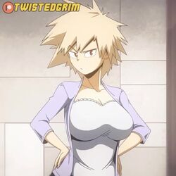 1:1 1girls animated bare_shoulders blonde blonde_hair bouncing_breasts breast_press breast_squeeze breasts breasts_out busty cleavage exposed_breasts exposing_chest female female_only flashing frown grin huge_breasts looking_at_viewer mature mature_female milf mitsuki_bakugou my_hero_academia naughty_face nipples no_bra no_sound off_shoulder open_mouth orange_eyes presenting presenting_breasts pulling_down_shirt raised_eyebrow red_eyes shirt shirt_pull short_hair shorter_than_10_seconds shoulders smile smug solo spiky_hair text top_heavy twistedgrim undressing video