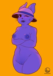 1girls 2018 anthro anthro_only arms_crossed arms_under_breasts artist_logo breasts buckteeth bunny crossed_arms digital_media_(artwork) female female_anthro female_only hat hat_only hi_res lagomorph looking_at_viewer mammal mature mature_female milf monster monster_girl naked_female navel nipples nonesaint nude nude_female one_eye_closed open_mouth orange_background purple_fur pussy rabbit rabbit_shopkeeper rabbit_shopkeeper_(undertale) simple_background snowdin_shopkeeper solid_color_background solo solo_female standing teeth thick_thighs undertale undertale_(series) video_games whiskers wide_hips wink