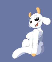 1girls anthro breasts bunny_maloney charlotte_(bunny_maloney) featureless_breasts female goat goat_girl goat_horns looking_at_viewer mangneto pinup sitting smile smiling smiling_at_viewer tagme