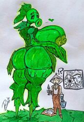 1girls anthro anthrofied ass ass_focus big_breasts breasts female flora_fauna human larger_female peashooter_(pvz) plant plant_girl plant_humanoid plantie plants_vs._zombies plants_vs_zombies popcap_games redcito