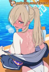 1girls 2d aged_up ai_assisted ai_generated anime anime_style areolae aroused bare_breasts beach bikini blonde_hair blue_archive blue_eyes blush breasts breasts_exposed breasts_focus breasts_out casual_nudity day erotic execro female halo hi_res highres intimacy kanna_(blue_archive) kanna_(swimsuit)_(blue_archive) light_blonde_hair long_hair lovers male_pov naked_breasts nexon nipples novelai one-piece_swimsuit outdoors patreon pink_nipples sharp_teeth solo solo_female solo_focus student sunscreen swimsuit topless uncensored watermark wet_breasts