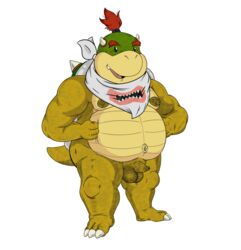 1boy anthro artist_request balls bowser_jr. erection foreskin front_view full_body grin koopa long_foreskin looking_at_viewer male male_only mario_(series) neckerchief nintendo nipples nude open_mouth penis reptile scalie shell simple_background smile solo standing tail teen teenager testicles turtle uncircumcised uncut unretracted_foreskin video_games white_background