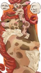 2018 anthro big_dom_small_sub blush brothers brown_fur cashew_(cutebeerfloat) cutebeerfloat duo erection fellatio fur hair hyena incest male mammal nude oral sex sibling simple_background size_difference text walnut_(cutebeerfloat) yaoi