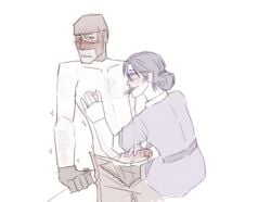 arm_hair blush chest_hair female femdom handjob miss_pauling mpregjfk nipple_biting nipple_play nipple_play_handjob nipples older_male precum shirtless shirtless_male spy_(team_fortress_2) straight team_fortress_2 trembling younger_dom_older_sub