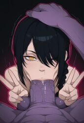 1boy 1girls 2026 ai_generated anthro anthro_on_female anthro_on_human beerus bigtub7775 black_hair chainsaw_man crossover dragon_ball_super interspecies male_anthro/female_human nayuta_(chainsaw_man) tagme