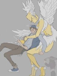 1boy1girl blush cum dick die_of_death_(roblox) foschae harken_(die_of_death) hug jerking_off_another married_couple self_upload sweat taunt taunt_(die_of_death)