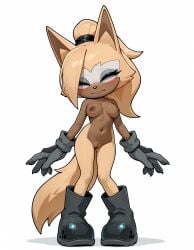 1girls ai_generated animal_ears animal_nose anthro black_footwear blonde_hair blush body_fur boots breasts brown_fur claws cleft_of_venus closed_eyes closed_mouth clothing completely_nude dark_skin facing_viewer fang_out fangs fangs_out female footwear full_body furry furry_female gloves grey_gloves katalystnya knee_boots knees_together_feet_apart long_hair medium_breasts navel nipples nude oerba_yun_fang pigeon-toed ponytail pussy simple_background solo sonic_(series) sonic_the_hedgehog_(idw) sonic_the_hedgehog_(series) standing stomach tail vagina whisper_the_wolf white_background wolf_ears wolf_girl wolf_tail yellow_fur