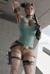 3d bolt_on_tits breast_implants busty enhanced_breasts fake_breasts female female_focus female_only hourglass_figure lara_croft nishikt silicone silicone_implants tagme tattoo tomb_raider wide_hips