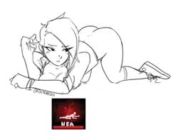 1girls ass bracelets breasts cleavage covering_breasts dbd dead_by_daylight face_down_ass_up female hanging_breasts nea_karlsson no_panties on_the_floor on_the_ground partially_clothed sketch spread_legs ultran3rd