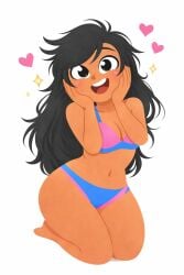 ai_generated armpits bellybutton bikini brown_body brown_skin cute dark-skinned_female dark_hair dark_skin duolingo kawaii smile zari_(duolingo)