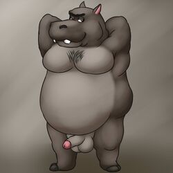 anthro belly hippopotamus madagascar_(series) male male_only moto_moto penis solo thevillager