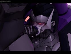 1boy 1girls 2026 3d 3d_animation 3d_render animated blackout_(transformers) blowjob cybertronian decepticon grey_body hand_on_penis purple_body red_eyes robot_boy tagme transformers vehicon video