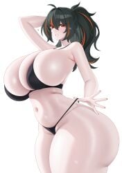 1girls ass big_ass big_breasts black_hair bra breasts busty fat_ass female female_only hoyoverse huge_ass huge_breasts large_ass large_breasts looking_at_viewer luunamito massive_ass mihoyo panties png solo thick_ass thick_thighs thunder_thighs white_background wide_hips zenless_zone_zero zhu_yuan