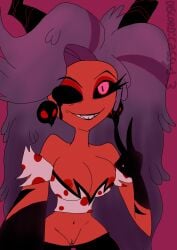 1girls artstyle_imitation big_breasts black_lipstick cassyd color colored curvy curvy_female curvy_figure demon demon_girl demon_horns exposed_breasts exposed_nipples exposed_pussy female female_only girl hard_nipples helluva_boss martha_(helluva_boss) one_eye_obstructed one_eye_open red_body red_skin requested revealing revealing_breasts revealing_clothes revealing_nipples revealing_pussy sexy smile smiling_at_viewer smirk solo solo_female solo_focus