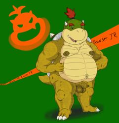 1boy anthro artist_request balls bowser_jr. erection foreskin front_view full_body grin koopa long_foreskin looking_at_viewer male male_only mario_(series) nintendo nipples nude open_mouth penis reptile scalie shell smile solo standing tail teen teenager testicles turtle uncircumcised uncut unretracted_foreskin video_games