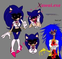 hedgehog_girl jmcchannel mobian_(species) school_uniform sonic.exe sonic.exe_(series) yandere
