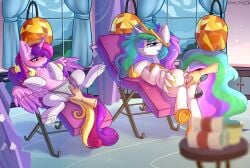 ahe_gao alicorn anus ass blue_eyes clothes crystal_empire crystal_spa disembodied_hand female finger_fuck fingering friendship_is_magic genitals hand heart heart_eyes human implied_interspecies indoors legwear looking_at_you looking_back looking_back_at_you lying_down mare mlp_g4 my_little_pony nudity open_mouth panties penetration plot pony princess_cadance princess_celestia spa stockings thigh_highs tights tongue_out underwear vagina vaginal_penetration vulva window wingding_eyes yuris_(artist)