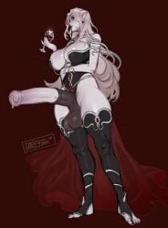 animal_genitalia animal_genitalia_on_humanoid arm_under_breasts big_balls big_breasts black blue_eyes cape cleavage curvy elf elf_futa erect_penis erection feet futa futa_sans_pussy futanari grapeyguts gray_skin grey_skin horse_penis horsecock horsecock_futa horsecock_futanari huge_breasts huge_cock jewelry leaking_precum long_hair looking_away mcarson nail_polish penis_out pointy_ears precum_drip queen silvana_zatrias silver_hair smug solo solo_futa taller_futa thick_thighs thighhighs villainess voluptuous voluptuous_futa wavy_hair wine_glass