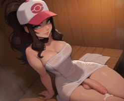 1futa 1futanari ai_generated ass baseball_cap big_ass big_breasts big_butt big_hips big_penis blue_hair breasts brown_hair cleavage clothed clothing dick dickgirl eyebrows eyelashes futa_only futanari grin grinning grinning_at_viewer hair hands-free hat hilda_(pokemon) huge_cock indoors lips long_hair looking_at_viewer makeup narrow_waist narrowed_eyes navel nose penis pokemon ponytail seducing seductive seductive_eyes seductive_gaze seductive_look seductive_mouth seductive_pose seductive_smile shirt short_shorts shorts smile smile_at_viewer smiley_face smooth_balls smooth_penis smooth_skin solo solo_dickgirl solo_focus solo_futa solo_futanari testicles velonix