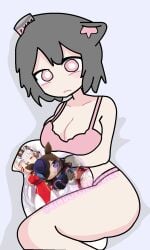 1girls big_breasts cat_ears confused confused_look cygames dakimakura dakimakura_design dakimakura_pillow dakimakura_pose fish_girl gold_ship_(umamusume) gray_hair hugging_object hugging_pillow kemonomimi kindofmeltedice oc original_character partially_clothed pink_bra pink_eyes pink_fur pink_panties plushie rice_shower_(umamusume) thighs tuna tuna_can tunaplus_c twitter twitter_username umamusume umamusume_pretty_derby