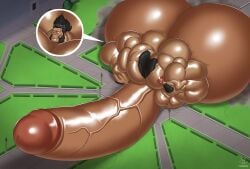 balls black_hair bodybuilder cock hyper hyper_balls hyper_cock hyper_genitalia hyper_penis hyper_testicles macro macrophilia male male_only muscles muscular muscular_arms muscular_male muscular_thighs penis regnar testicles