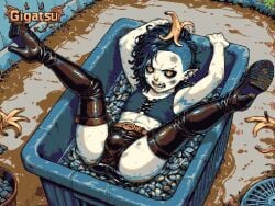 ai_assisted ai_generated animated animation aseprite_(artwork) femboy gigatsu limited_palette penis_bulge pixel_animation pixel_art seductive seductive_pose spread_legs trap trash trash_can twitching vampire