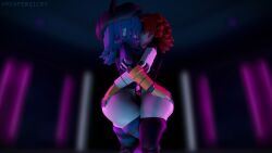 2girls 3d 3d_(artwork) ass ass_grab bartender big_ass blue_hair blurry_background bottomless cap cat_ears club female female_focus female_only fisheye grabbing_another's_ass grabbing_ass hi_res high_resolution highres kissing knee_up leggings mimi_sentry neon_lights nightclub oc reaper21cry red_hair robot robot_girl robot_humanoid sentry_(team_fortress_2) sfm short_hair side_view source_filmmaker source_filmmaker_(artwork) standing team_fortress_2 viewed_from_below voluptuous voluptuous_female white_skin yuri