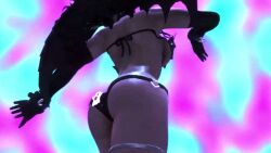 3d_animation abs animated athletic athletic_female bat_bikini big_breasts bikini curvy dancing grey_body hourglass_figure huge_breasts large_breasts midriff mp4 navel ponytail skyrim sound tagme thick_thighs toned toned_female umbrael_(skyrim) underboob video wings